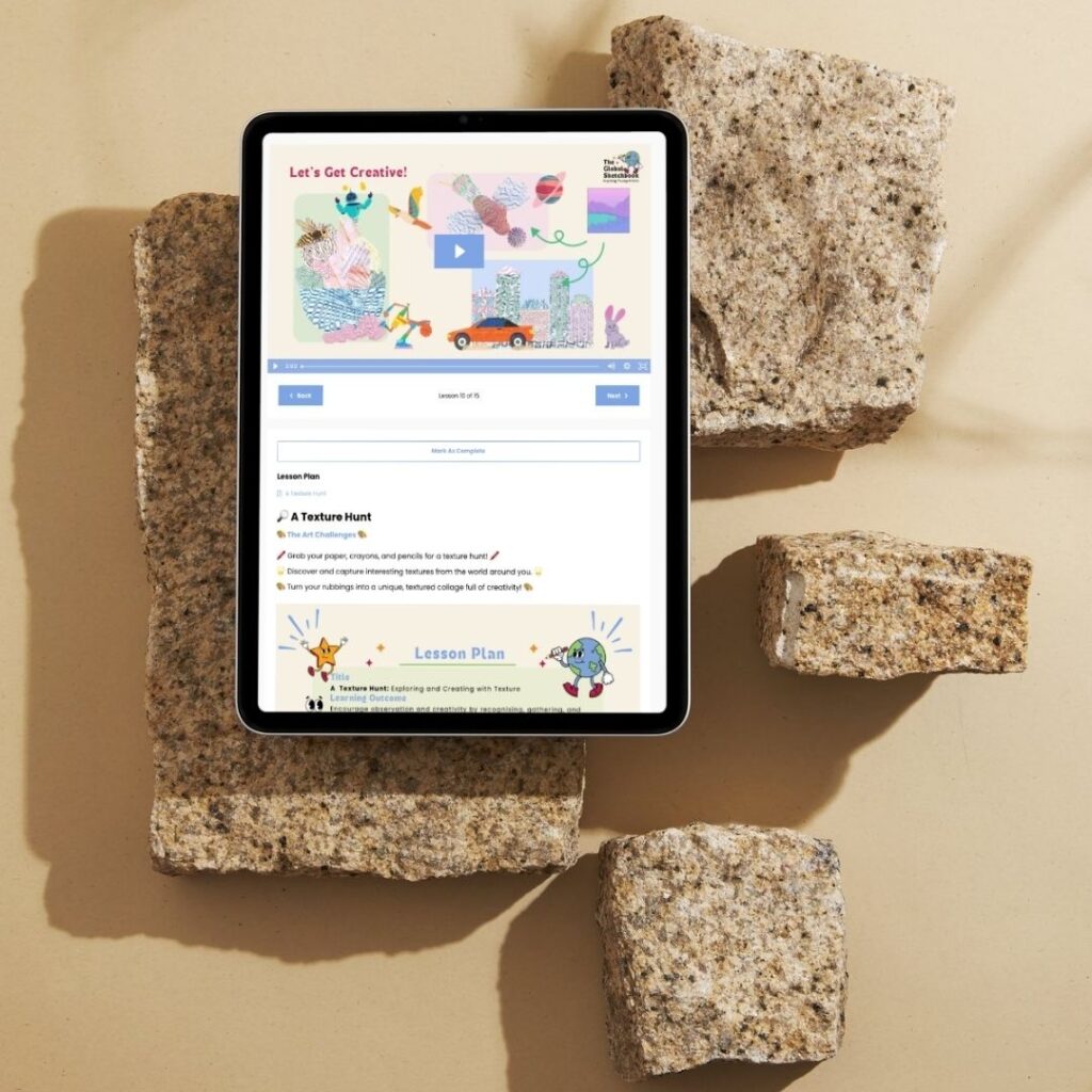 Tablet showing an online course creation by The Visual Loft